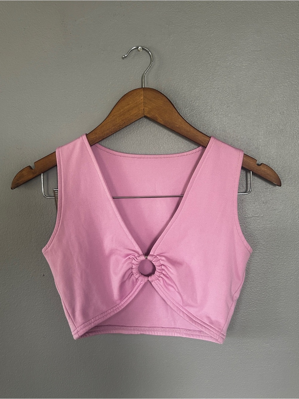 Pink Ring Front Cropped Tank Top Small Y2K Festival Style